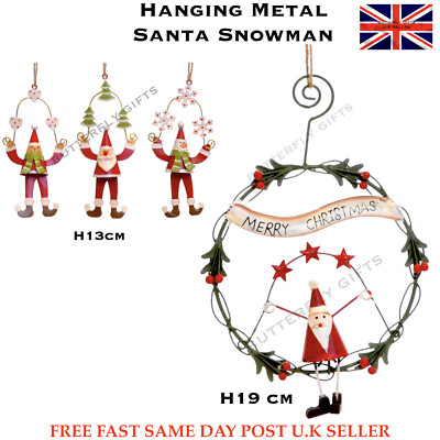 2 x Weihnachten Christbaumschmuck zum Aufhängen Metall Weihnachtsmann Schneemann verschiedene Designs 