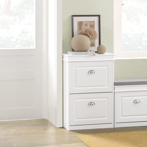 Haotian FSR78-W, White 2 Flip-Drawers Shoe Cabinet, Slim Shoe Rack, Shoe Storage - Picture 3 of 12