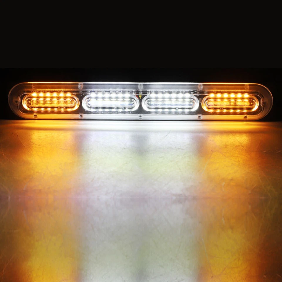 2x Ámbar/Blanco 24LED Coche Camión Luz Estroboscópica Barra Intermitente Kit de Luz Indicadora Foto 3 de 4