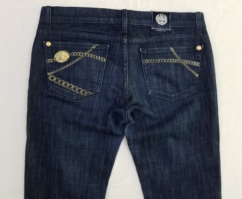 Rock & Republic Jeans Women's 28 34L Bootcut Stretch Dark Wash Whisker Fade - 第 1/10 張圖片