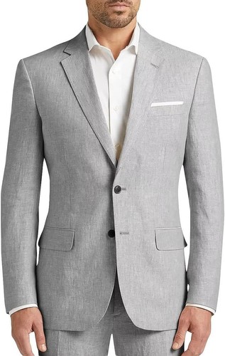 Mens 2 Piece Linen Suit Summer Groomsmen Wedding Tuxedo Blazer+Pants 42r 44r 46r - Picture 7 of 19