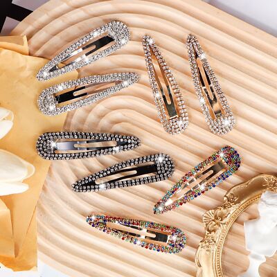 8PCS Rhinestone Hair Clips, Water Drop Crystal Hair  display picture 1