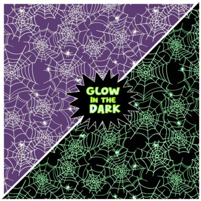Toil & Trouble GLOW IN THE DARK Spiderweb Y4164-27 Purple HALLOWEEN FABRIC BTHY