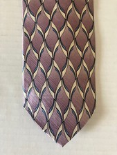 Jos. A. Bank Men's Necktie Tie Silk Purple Blue White Geometric Made in USA Wide