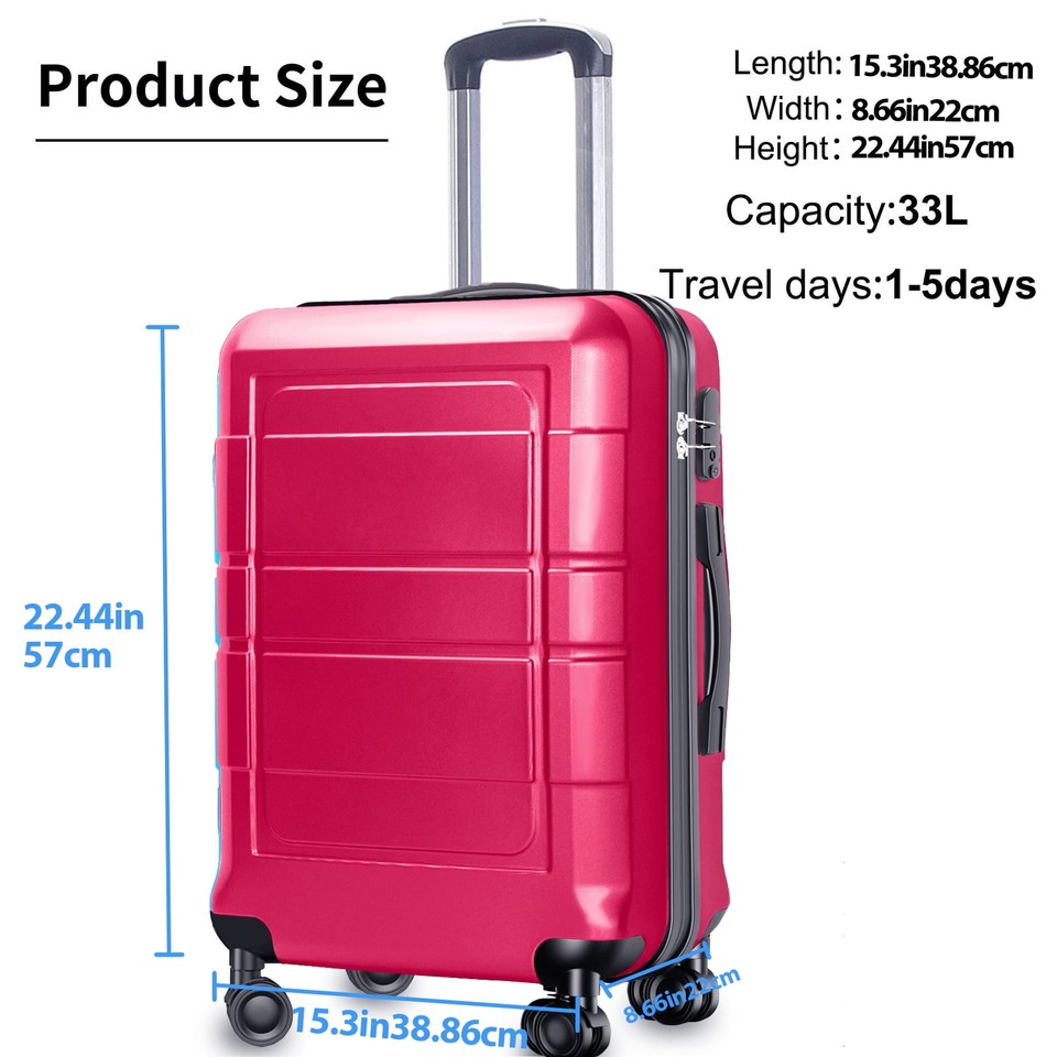 20 Inch Hardside Carry On Luggage, Spinner Wheels, Durable Suitcase, Red eBay