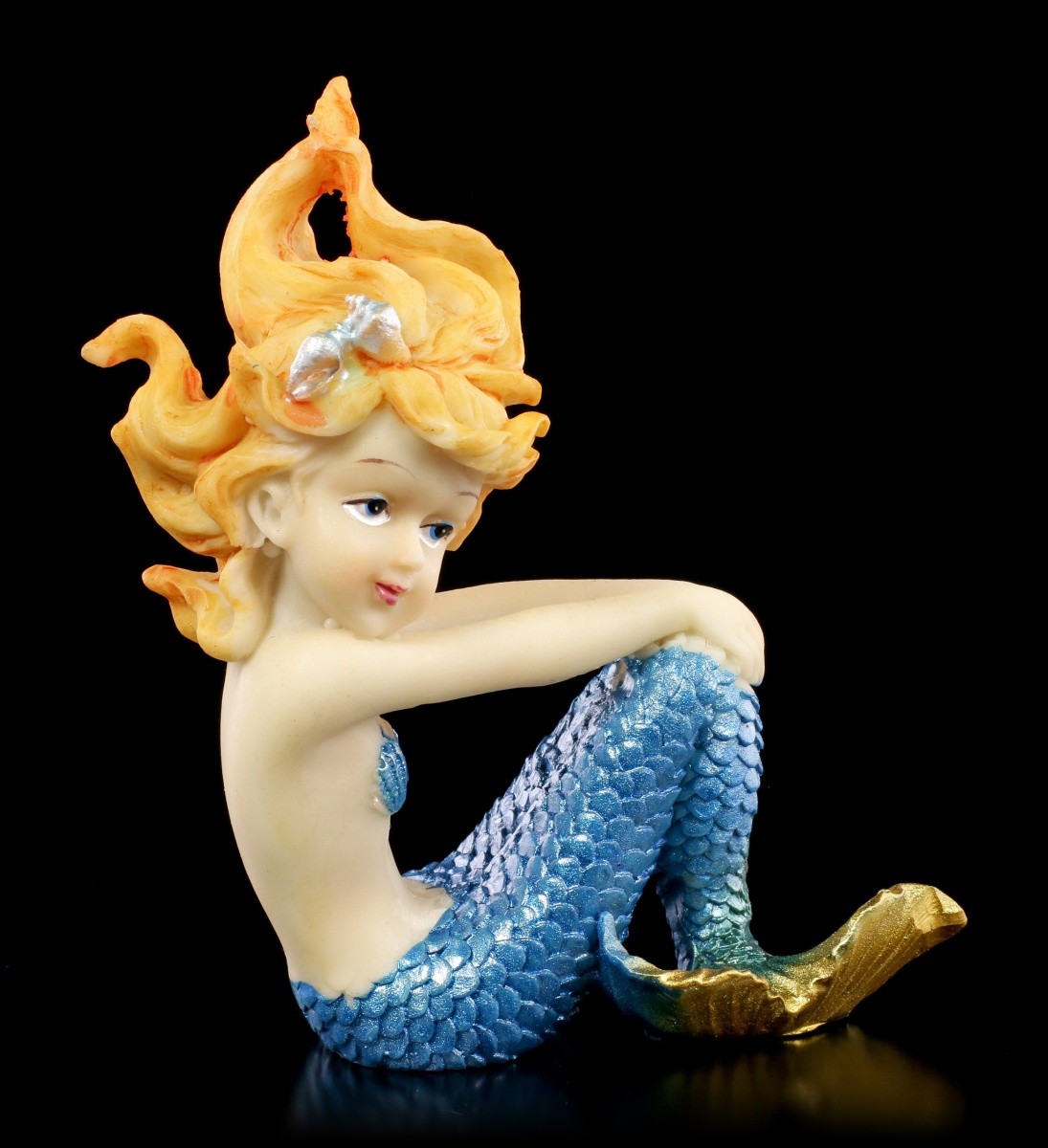 Mermaid Figure - Ilaja sitting - Nymph Siren Girl Decorative Statue