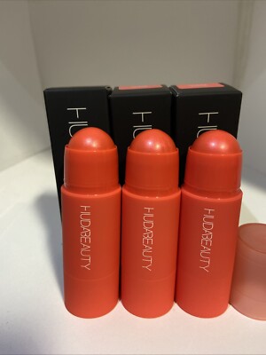 (3)Huda Beauty Cheeky Tint Blush Stick CORAL CUTIE 5g NEW!!