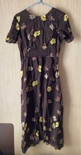 Prada Floral Dress Silk 100% Pansy Skirt Dark Brown women's Japan Size 42 USED