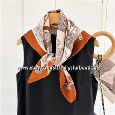 Sallys Boutique 16 Momme Twill Silk Saddle Print Double Face Neck Scarf 26"