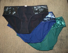 Victoria's Secret Hiphugger/Hipster Panty Sequins Bling Green/Black/Blue L Set 3