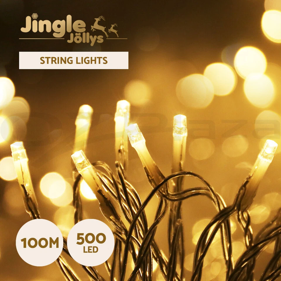 Jingle Jollys 100M Christmas Lights String Fairy Decorations 500 LED Warm White