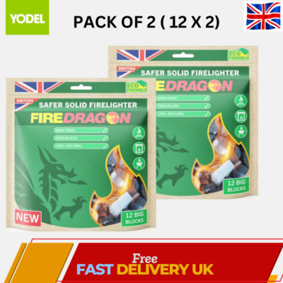 Feuerdrache Tanne Festbrennstoff 2er Pack (2 x 12) UK Kostenlose Lieferung