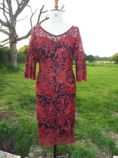 Gorgeous PER UNA Embroidered Wine Lace Overlay Occasion Dress UK 12 BNWT RRP £90