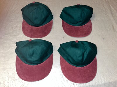 lot of 4 NEW vtg 90s KP Caps suede hat maroon burgundy green strap back baseball