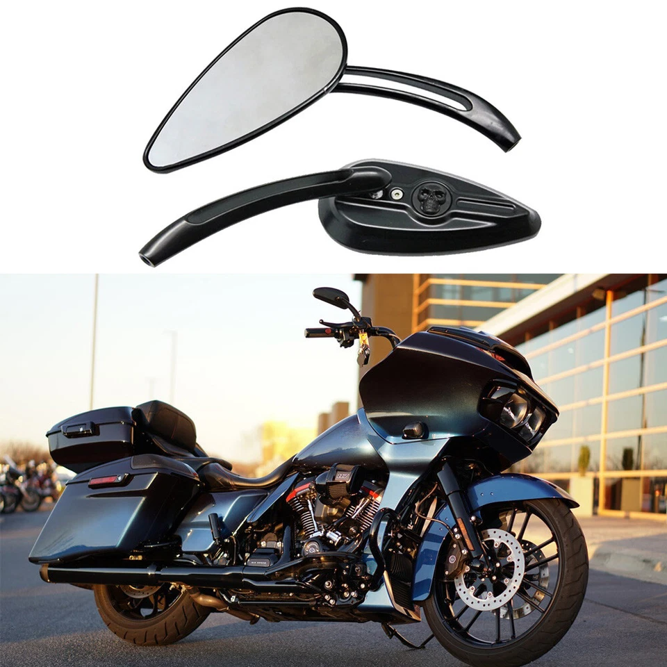 For Triumph Rocket III Touring Classic Roadster Motorcycle Skull Rear Mirrors - Image 4 of 4