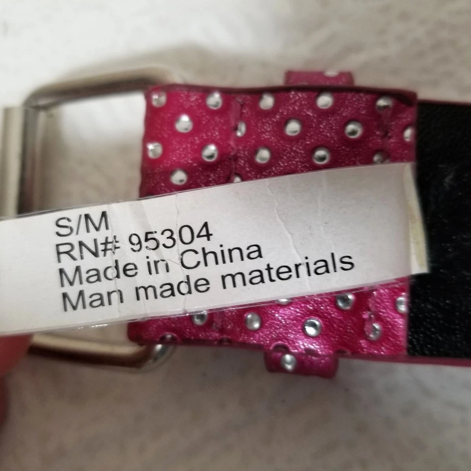 Cinturón Rosa Ojal Punto Imitación Satén Plata Hebilla S/M 29" a 33" Gótico Punk Juegos con disfraces Foto 3 de 4