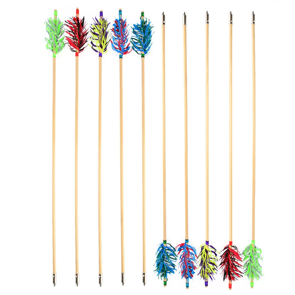 6X Wooden Arrows OD8.5mm Flu-Flu Natural Feather Spiral Wrap Archery Bow Hunting - Image 3 of 4