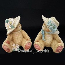 Cherished Teddies 128023 CHRISTY  DOROTHY Flower Bonnet Girl Bears 2 Enesco