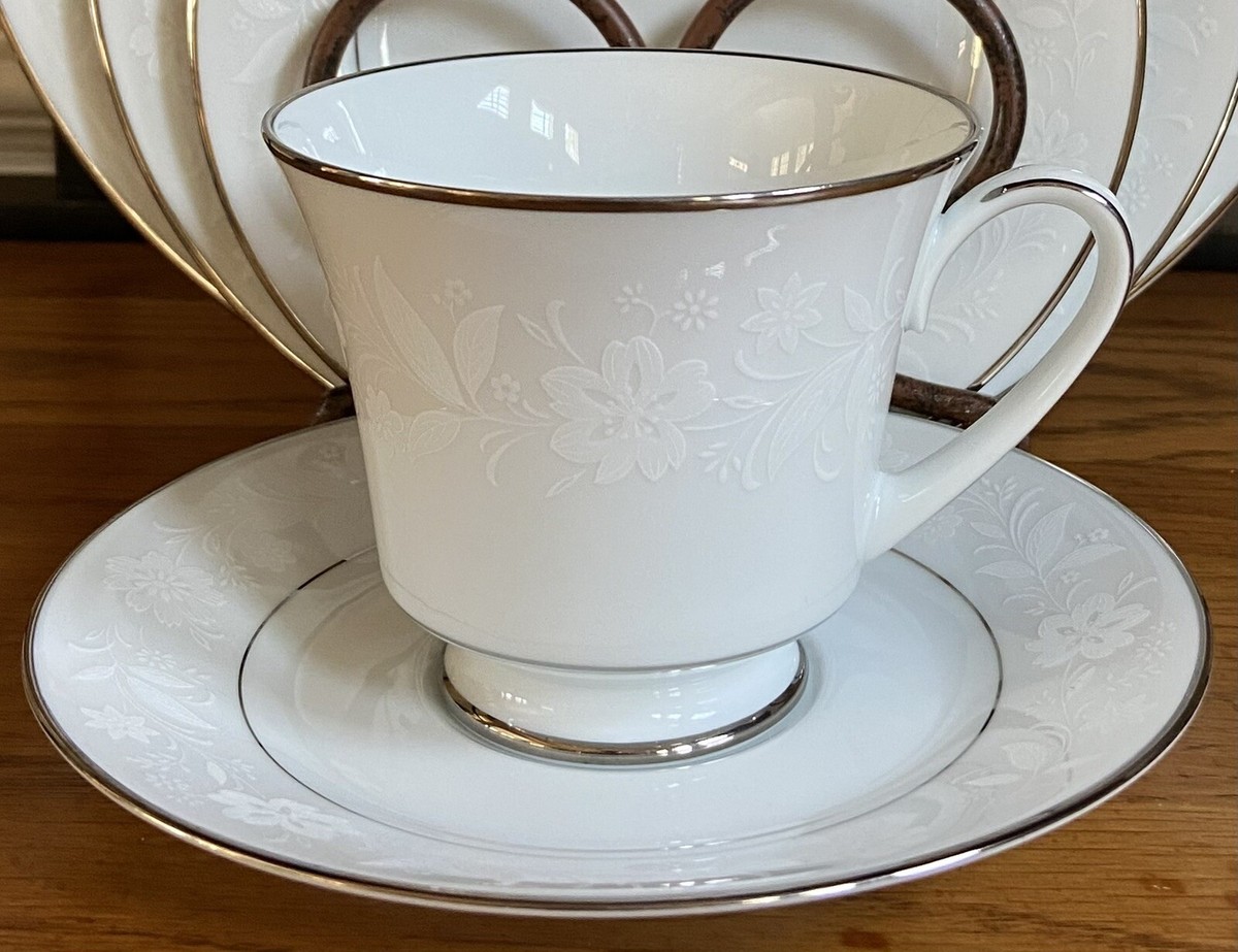 Noritake Fine China Ranier Coffee Tea Footed Cup Saucer Japan