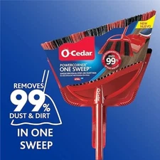 O-Cedar PowerCorner One Sweep Broom with Step-On Dustpan and 3-Piece Handle