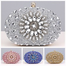 Evening Purse Diamond Crystal Women Wedding Floral Clutch Handbag Shoulder Bag