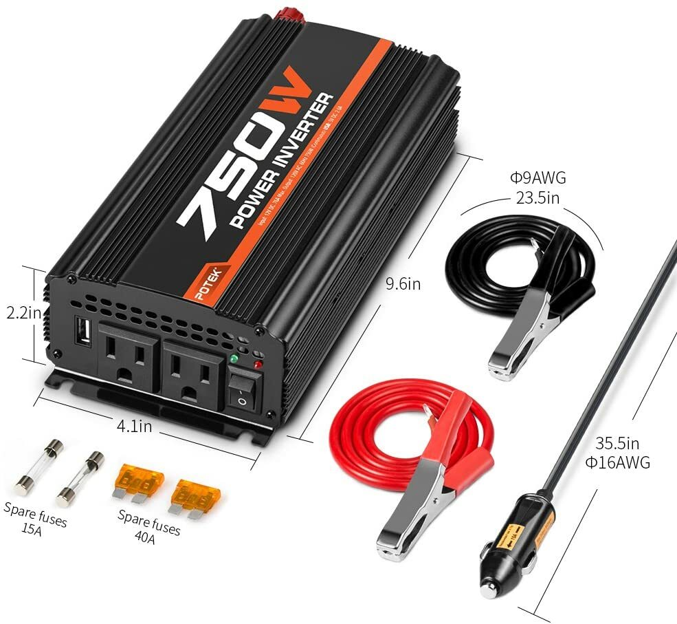 Convertidor De 12V DC a 110V AC 750W USB Para Autos Carro Inversor De ...