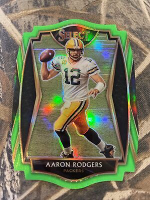 Rodger Cut Out 2020 select neon green Die Cut Aaron Rodgers PACKERS JETS PANINI ...