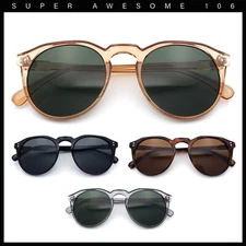 Hipster Keyhole Round Horn Rim Plastic Nostalgic Retro Sunglasses