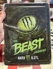 Monster THE BEAST UNLEASHED Tin Sign Wall Bar Pub -  8.5 X 11 in Double Side New