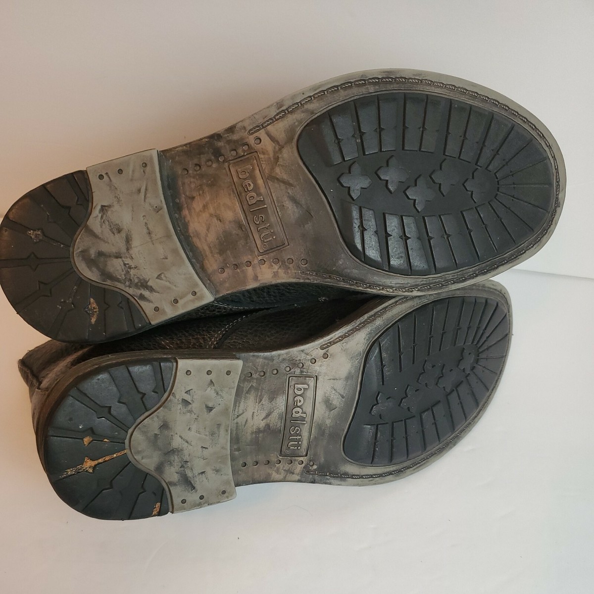 Bed Stu Curtis II Leather Boots Black Charcoal pebbled 