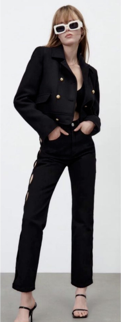 cropped wool blend jacket