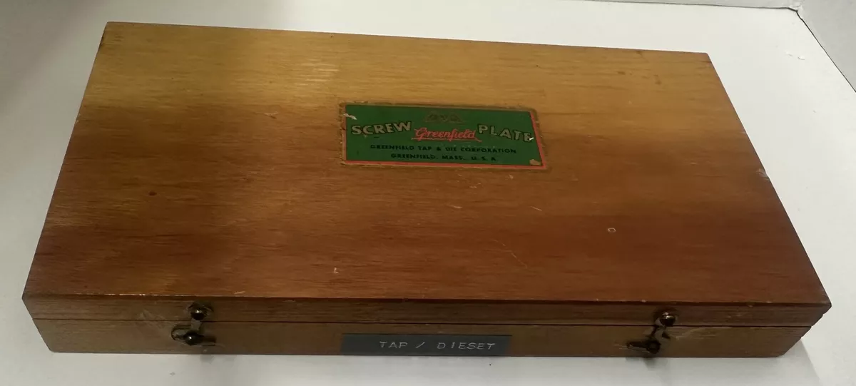 Vintage Greenfield Tap Die Set Little Giant Screw Plate No. A 1 Wooden Box