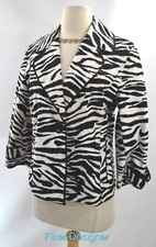 Chicos zebra animal blazer suit coat light jacket 1 button B W Chico 1 S M NEW