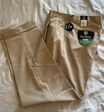Pro Tour Golf Pant Mens Size 36"x32" Beige Cool Play Comforrt Stretch Waist Band