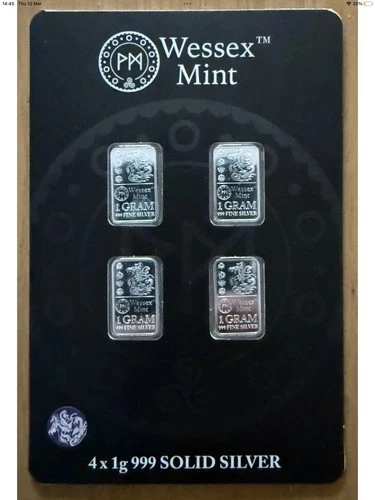 4 x 1g George & The Dragon .999 Fine Silver Bullion Bars – Wessex mint