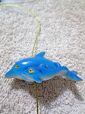 COLORFUL  "MAMA DOLPHIN with BABY" BEAD FIGURE ORNAMENT PRE-DRILLED HOLE