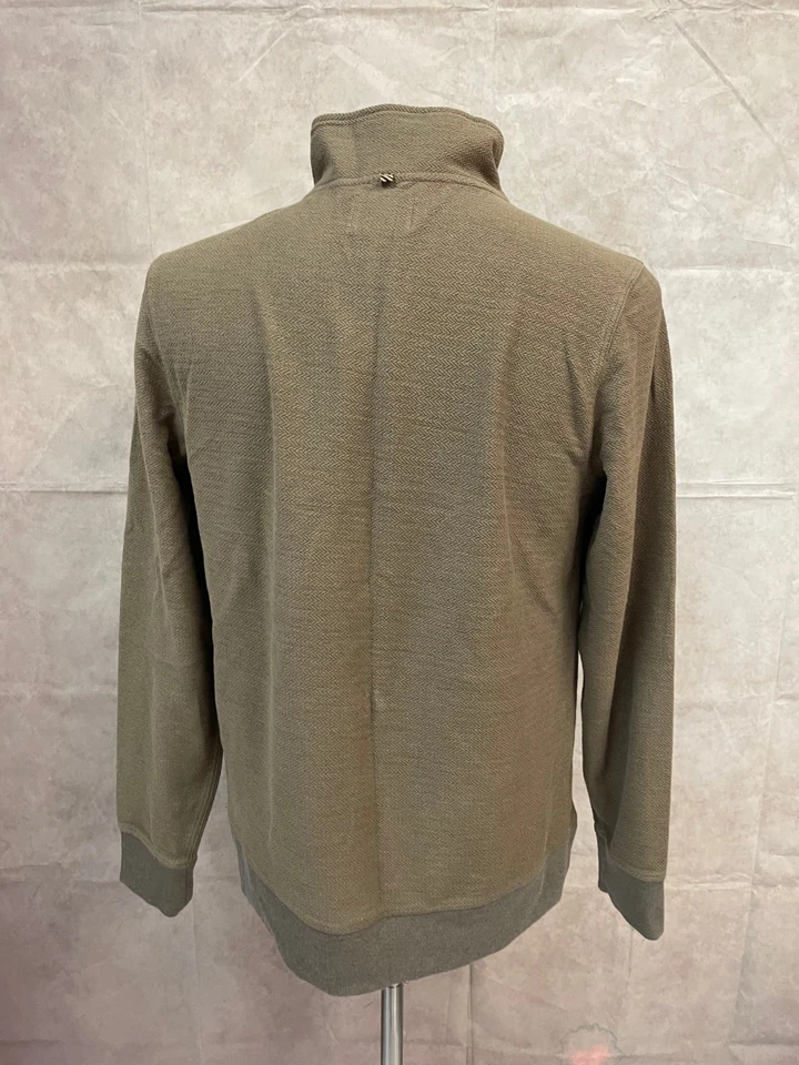Pullover Billy Reid Para Hombre 1/3 Cremallera Verde Oliva Manga Larga Talla M Foto 3 de 4