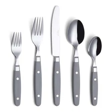 20-Piece Stainless Steel Flatware Set with Grey Handles