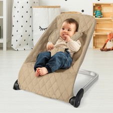 Baby Bouncer Seat Aluminum Metal Frame Beige Infant Rocker Toddler Swing Play