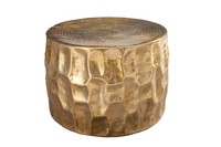 Couchtisch Metall Rund Ø 53 Cm Hammerschlag Handarbeit In Gold Sofa Tisch