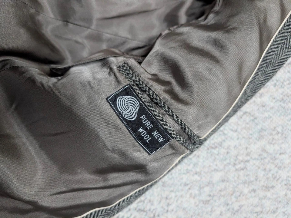 Chaqueta blazer vintage TWEED lana irlandesa DONEGAL 42L gris ESPIGA parche en el codo Foto 4 de 4