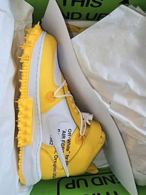 Nike Air Force 1 Mid SP LTHR  White / Varsity Maize    Größe 44,5   Neu