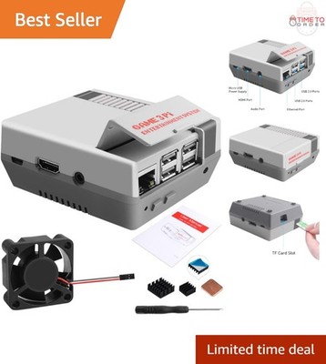 Raspberry Pi 3B+ Case Aluminum with Fan Retro Gaming NES Design Cooling