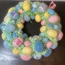Easter Egg Wreath 13” Pastel Spring Decoration Home Door Wall Decor