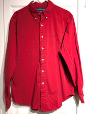 Ralph Lauren Shirt Men XL Classic Fit Button Long Sleeve Polo Pony Vintage Red