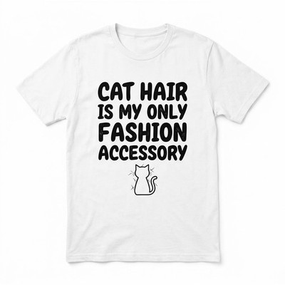 Cat Hair Is My Only Fashion Accessory T-Shirt - Funny Cat Lover Gift, Crazy Cat