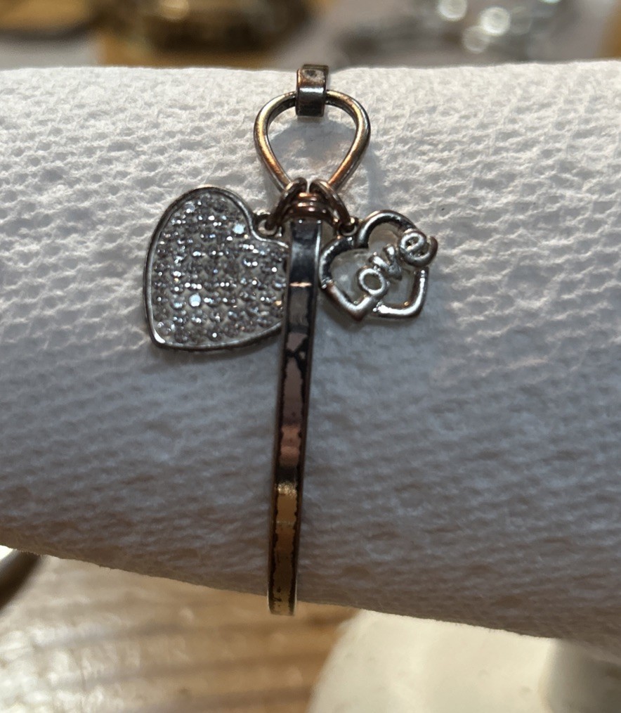 6 Silvertone Bracelets, Turtle, Rhinestone, Heart… - image 9