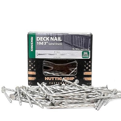 Huttig Grip 10d Wood Fence Deck Nail 3'' Ring Shank Galvanized 1 lb.  78 Nails
