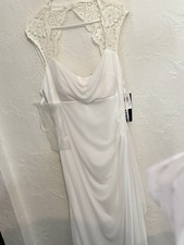 XSCAPE Ivory Lace Cowl Neck Cap Sleeve Long Gown Dress Size 18 XS3450