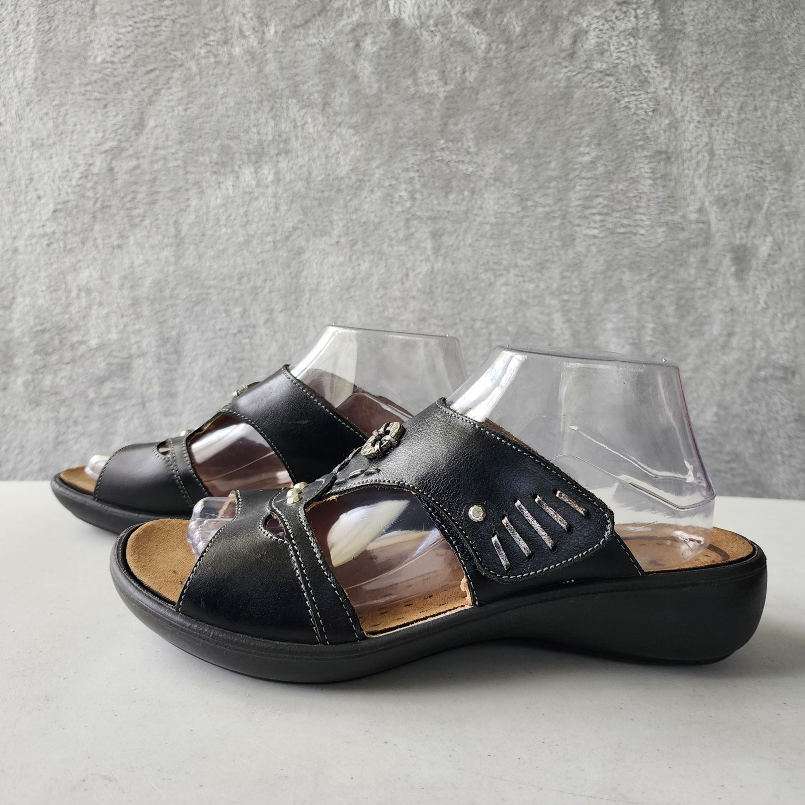 APL Sandali Romika donna taglia 9 neri in pelle con perline slip on Ibiza 13 slide